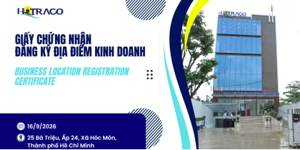 Giấy chứng nhận đăng ký địa điểm kinh doanh / Business location registration certificate