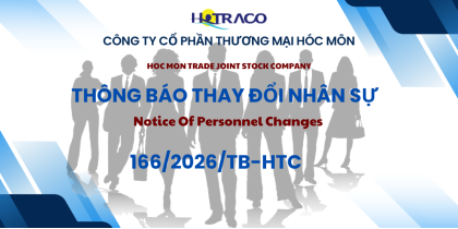 Thông báo thay đổi nhân sự số 166/2026/TB-HTC / Notice of character change No.166/2026/TB-HTC