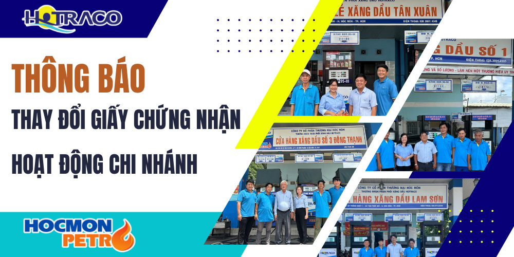 Thông báo thay đổi giấy Chứng nhận Đăng ký Kinh doanh CHXD Tân Xuân